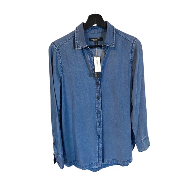 Banana Republic Parker Tunic-Fit Chambray Denim Shirt XS - Picture 7 of 10